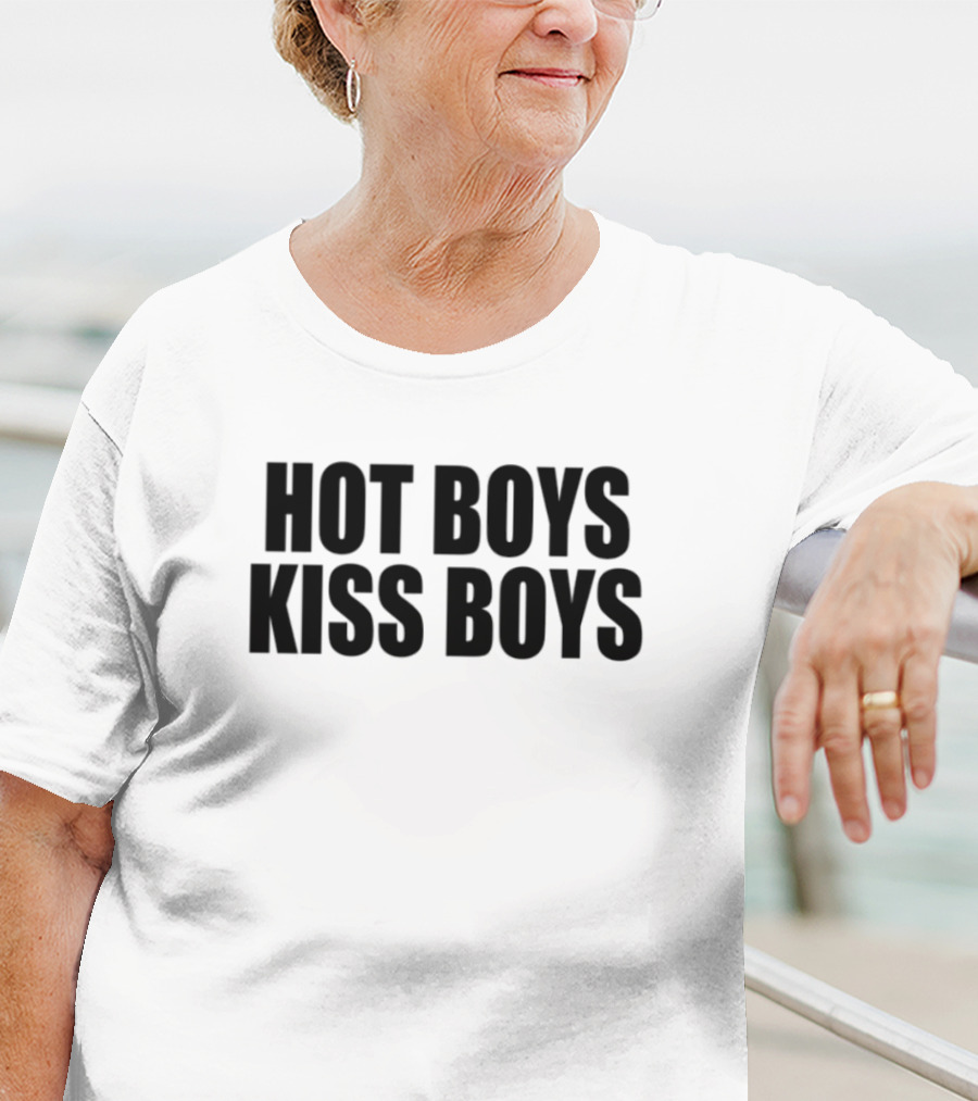Hot Boys Kiss Boys Rainbow LGBTQ+ Pride T-Shirt