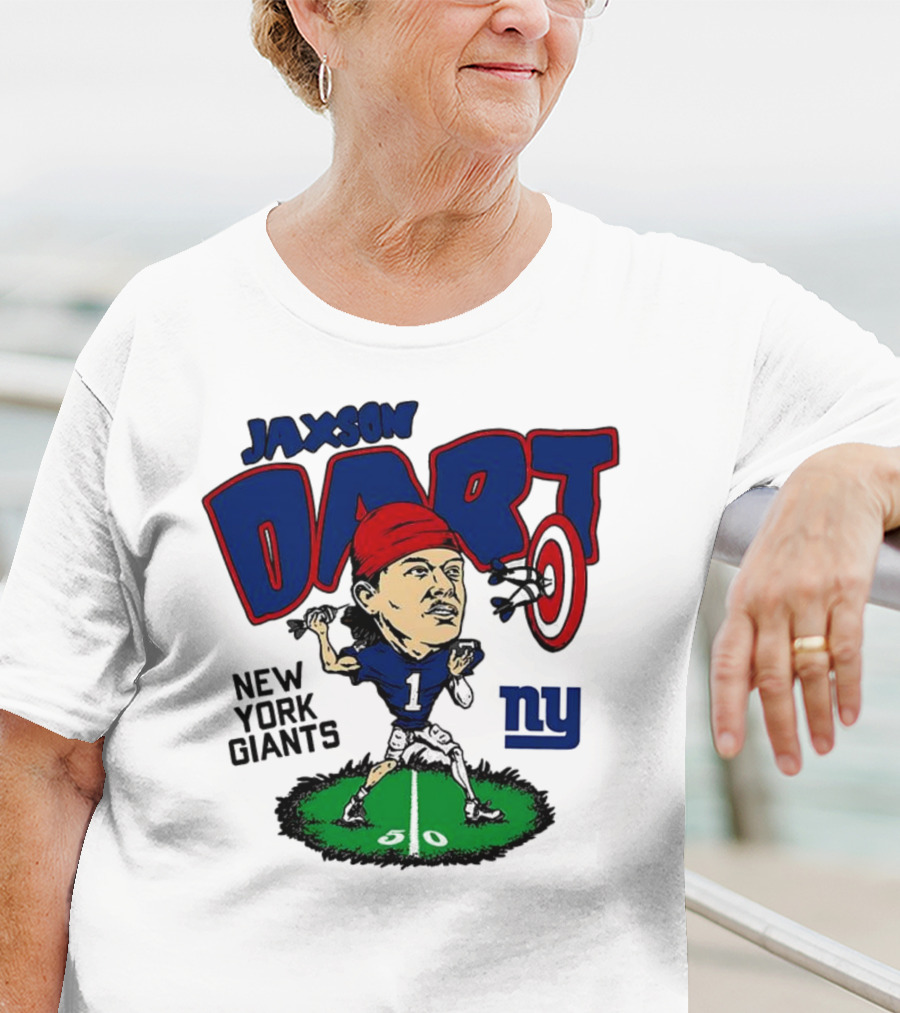 Jaxson Dart NY Giants NFL Caricature Player Number 1 T-Shirt