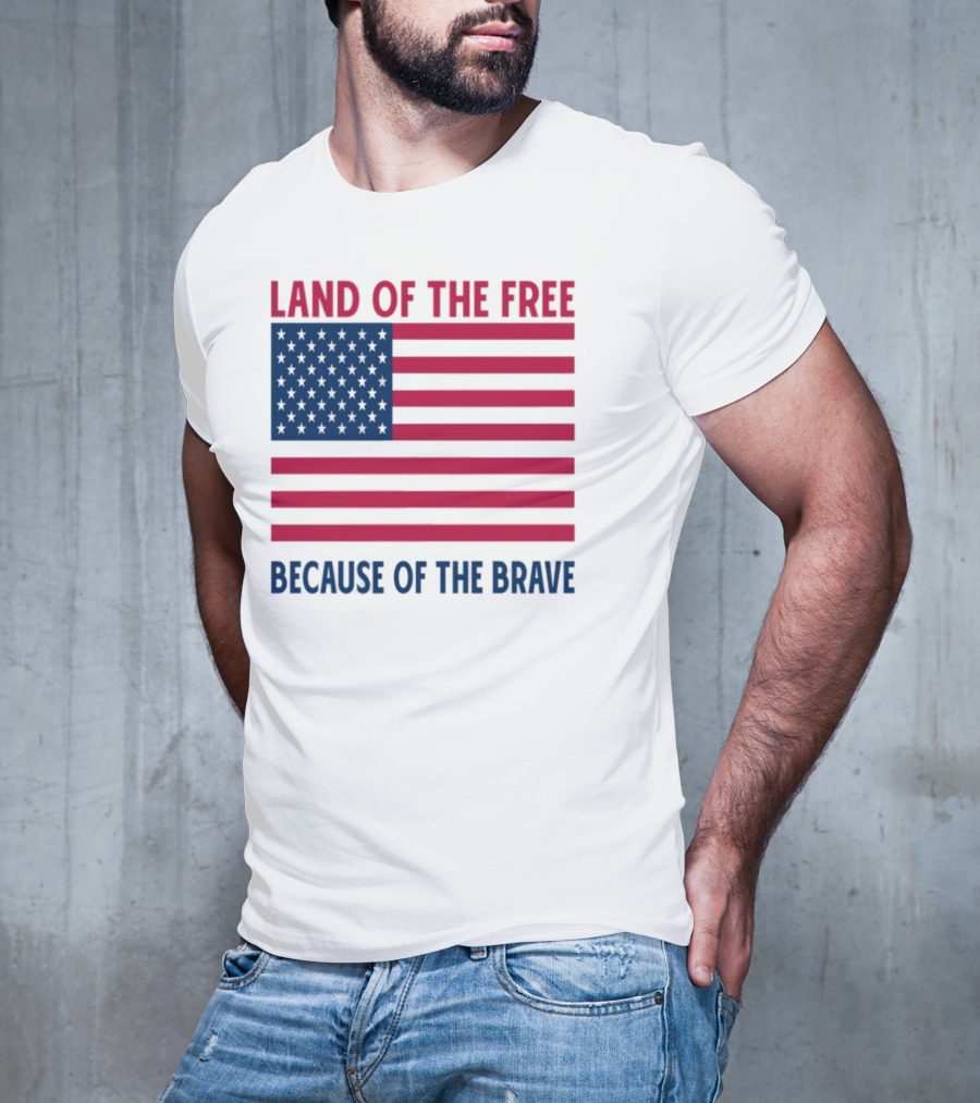 Land Of The Free Because Of The Brave American Flag Tribute T-Shirt