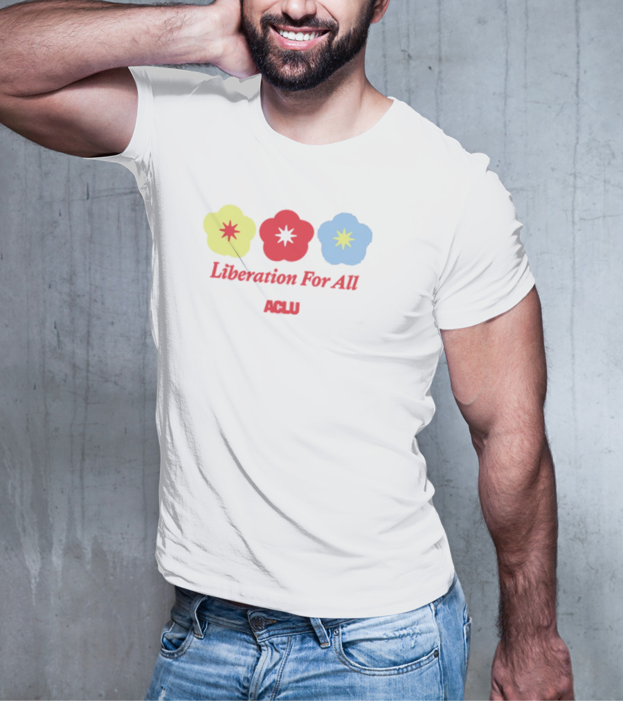 Liberation For All ACLU Flowers Red Yellow Blue T-Shirt
