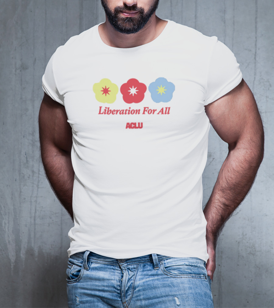 Liberation For All ACLU Flowers Red Yellow Blue T-Shirt