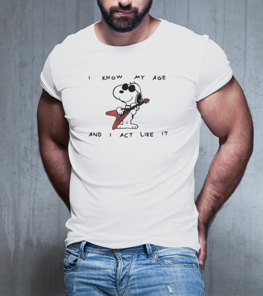 I Know My Age And I Act Like It Limited Edition Dog Electric Guitar T-Shirt