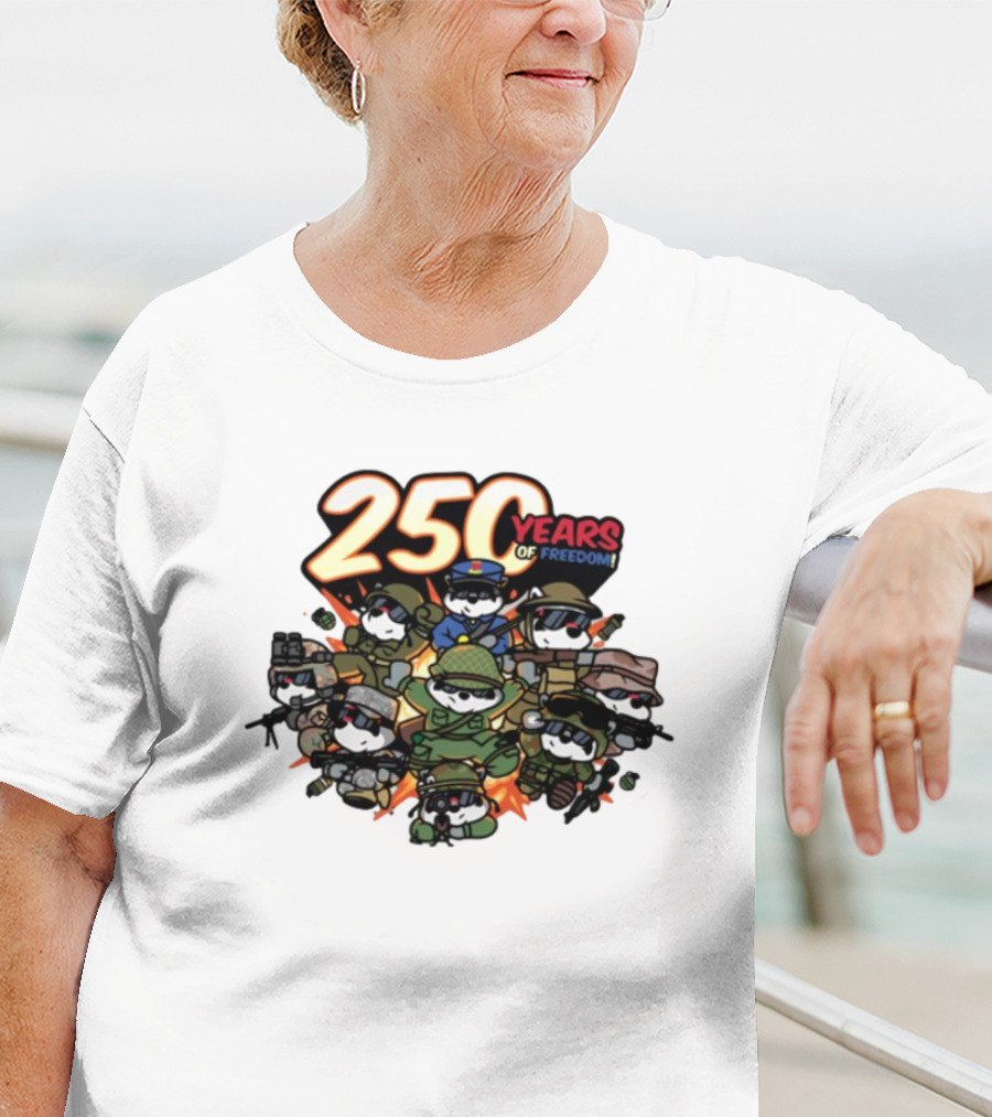 Mandatoryfunday 250 Years Of Freedom Military Characters Celebration T-Shirt
