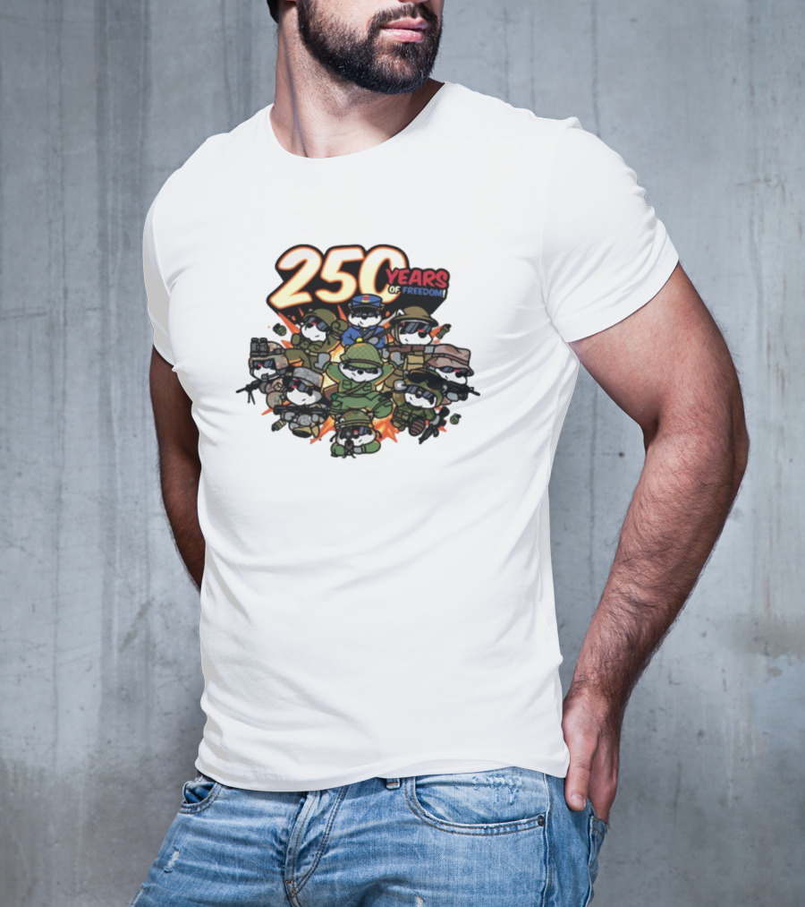 Mandatoryfunday 250 Years Of Freedom Military Characters Celebration T-Shirt