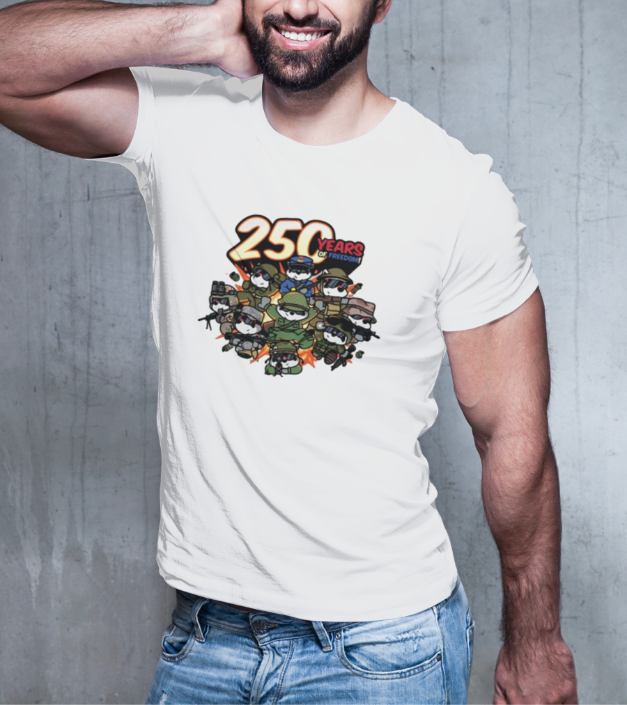 Mandatoryfunday 250 Years Of Freedom Military Characters Celebration T-Shirt