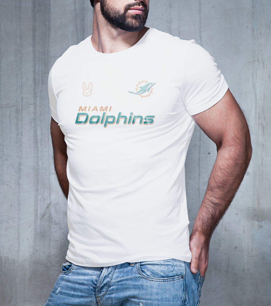 Miami Dolphins Bad Bunny Collaboration Frog Mascot Signature T-Shirt