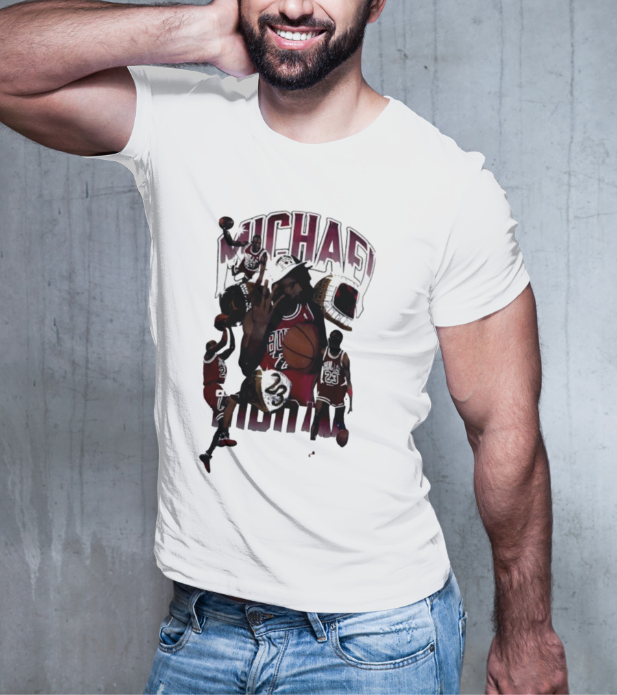 Michael Jordan Bulls Number 23 Iconic Basketball Collage T-Shirt