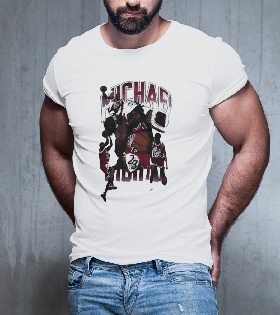 Michael Jordan Bulls Number 23 Iconic Basketball Collage T-Shirt
