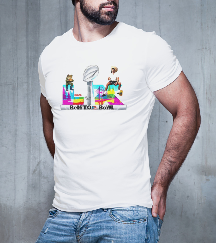 Bad Bunny Benito Bowl Puerto Rico Flag Super Bowl 2025 Retro Frog Bridge Leopardo San Francisco T-Shirt