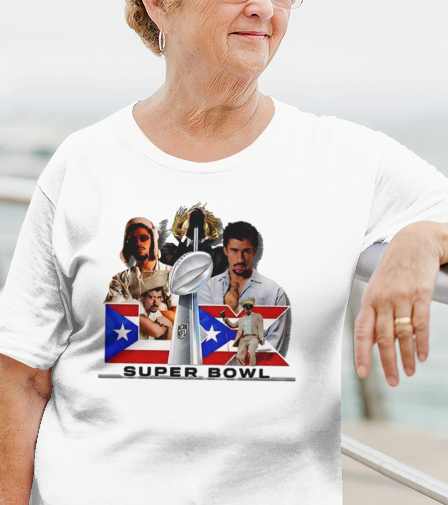 Bad Bunny Super Bowl 2026 Puerto Rican Flag NFL Halftime Show T-Shirt
