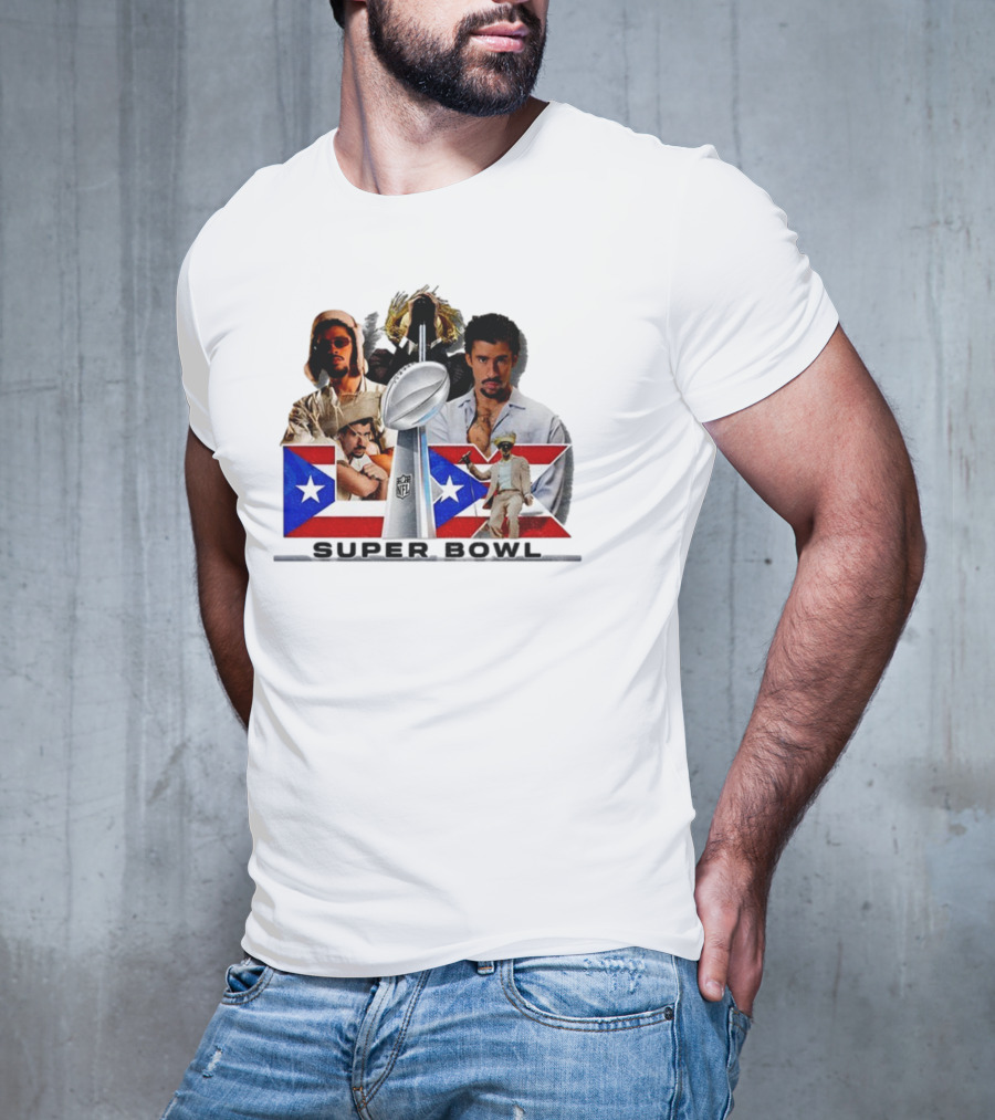 Bad Bunny Super Bowl 2026 Puerto Rican Flag NFL Halftime Show T-Shirt
