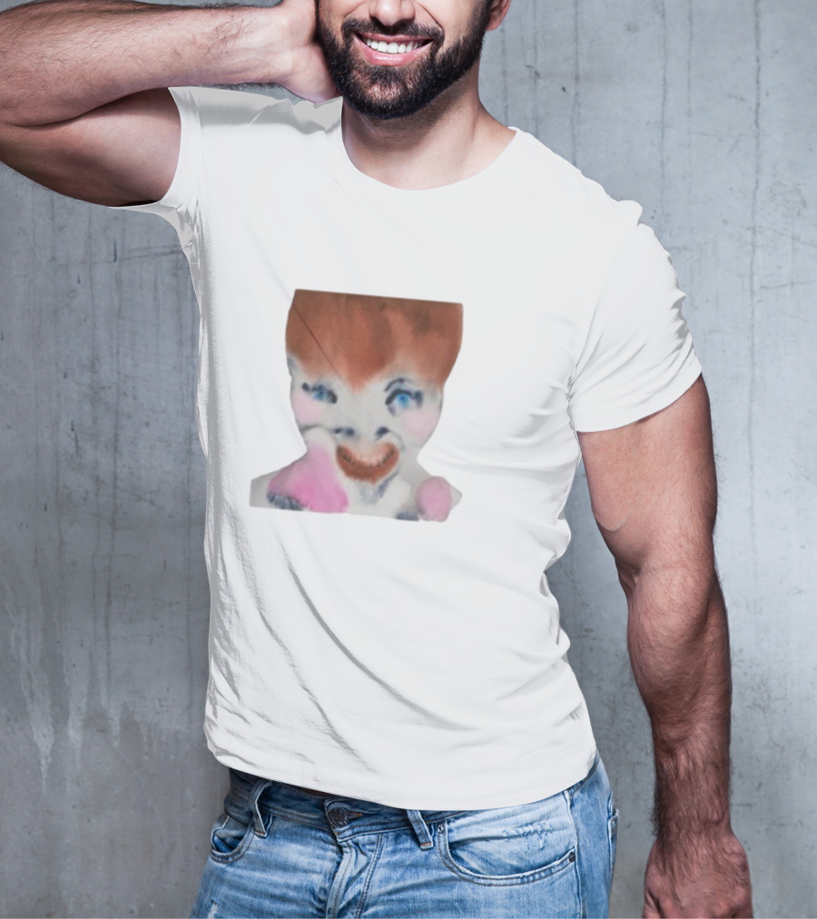 Pearly Drops The Voices Are Coming Back Creepy Clown Face Pink And Brown Hair Blue Eyes T-Shirt