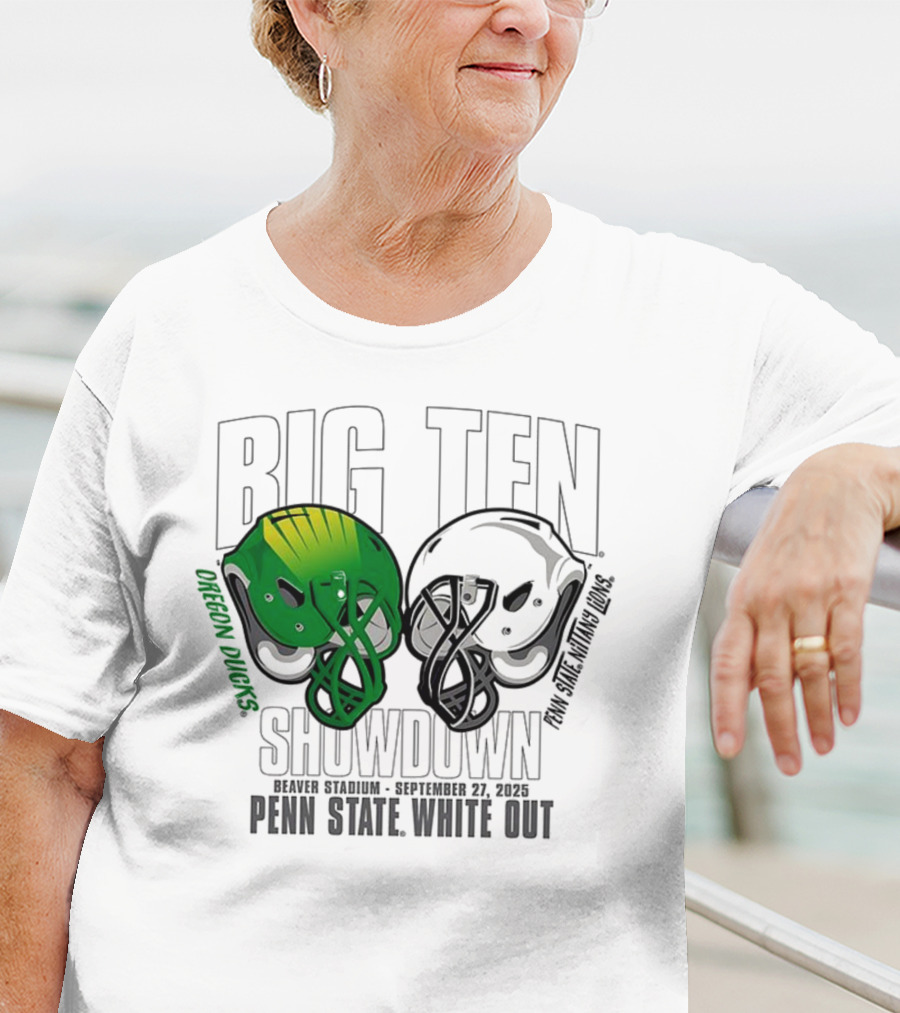 Penn State Nittany Lions Vs Oregon Ducks Football Big Ten Showdown 2025 White Out T-Shirt