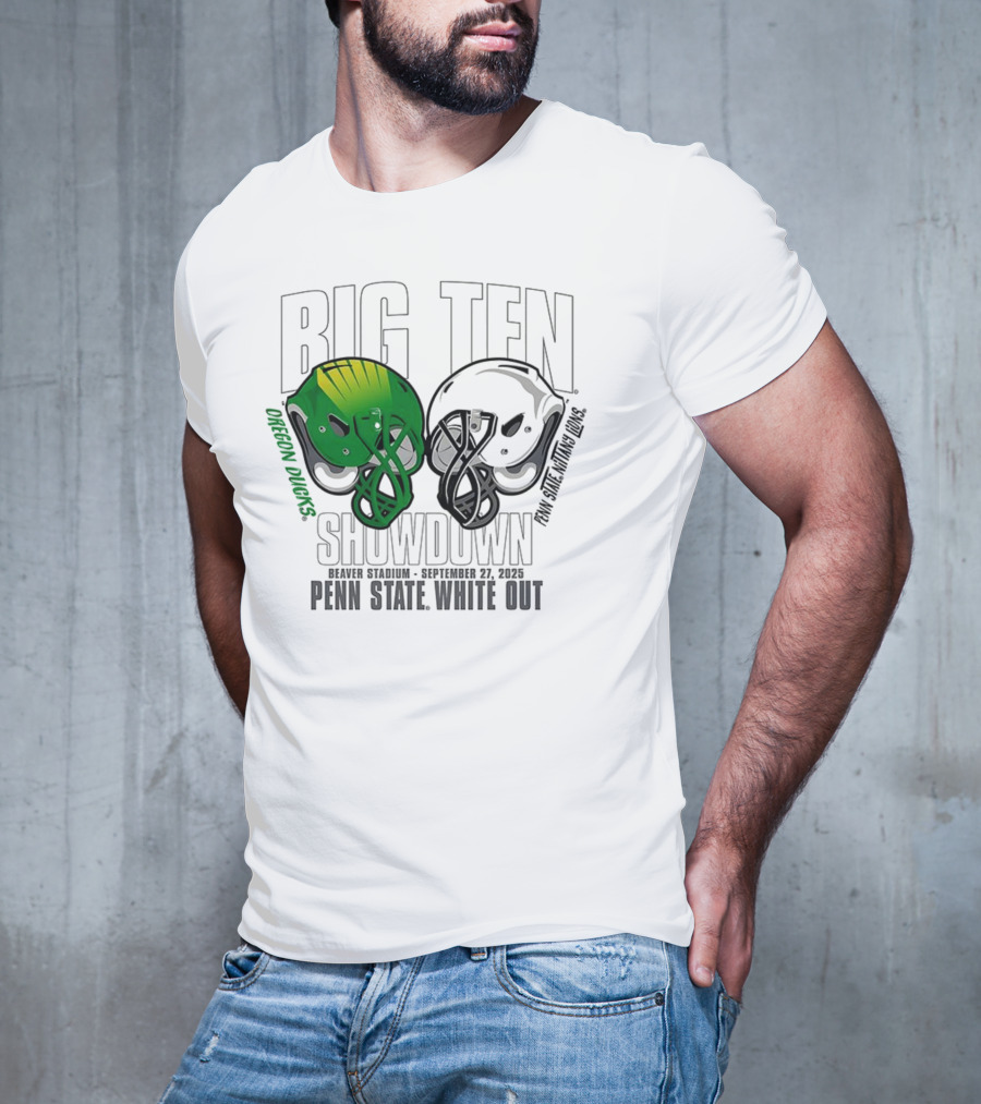 Penn State Nittany Lions Vs Oregon Ducks Football Big Ten Showdown 2025 White Out T-Shirt
