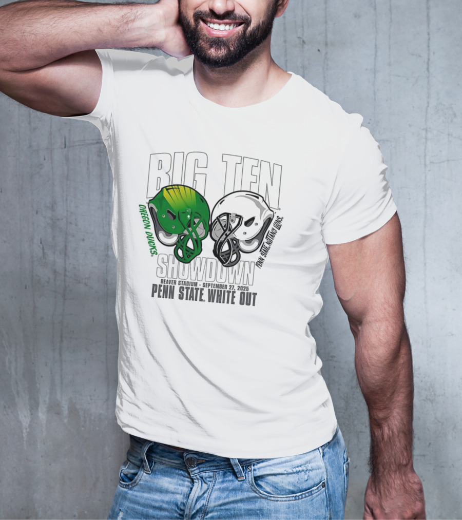Penn State Nittany Lions Vs Oregon Ducks Football Big Ten Showdown 2025 White Out T-Shirt