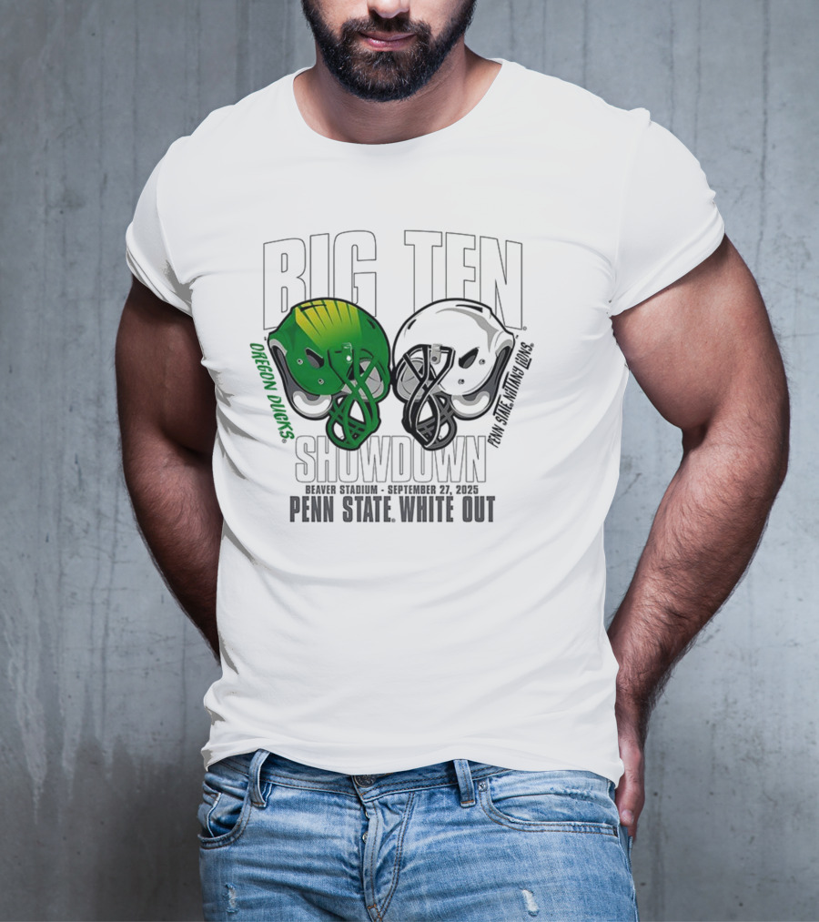 Penn State Nittany Lions Vs Oregon Ducks Football Big Ten Showdown 2025 White Out T-Shirt