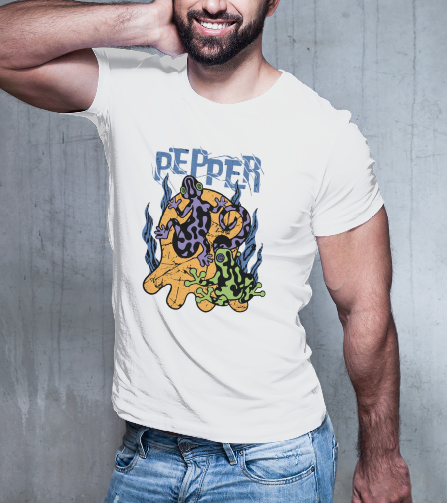 Pepper Skullconut Amphibians Psychedelic Frogs Graphic T-Shirt