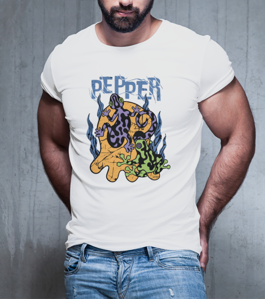 Pepper Skullconut Amphibians Psychedelic Frogs Graphic T-Shirt