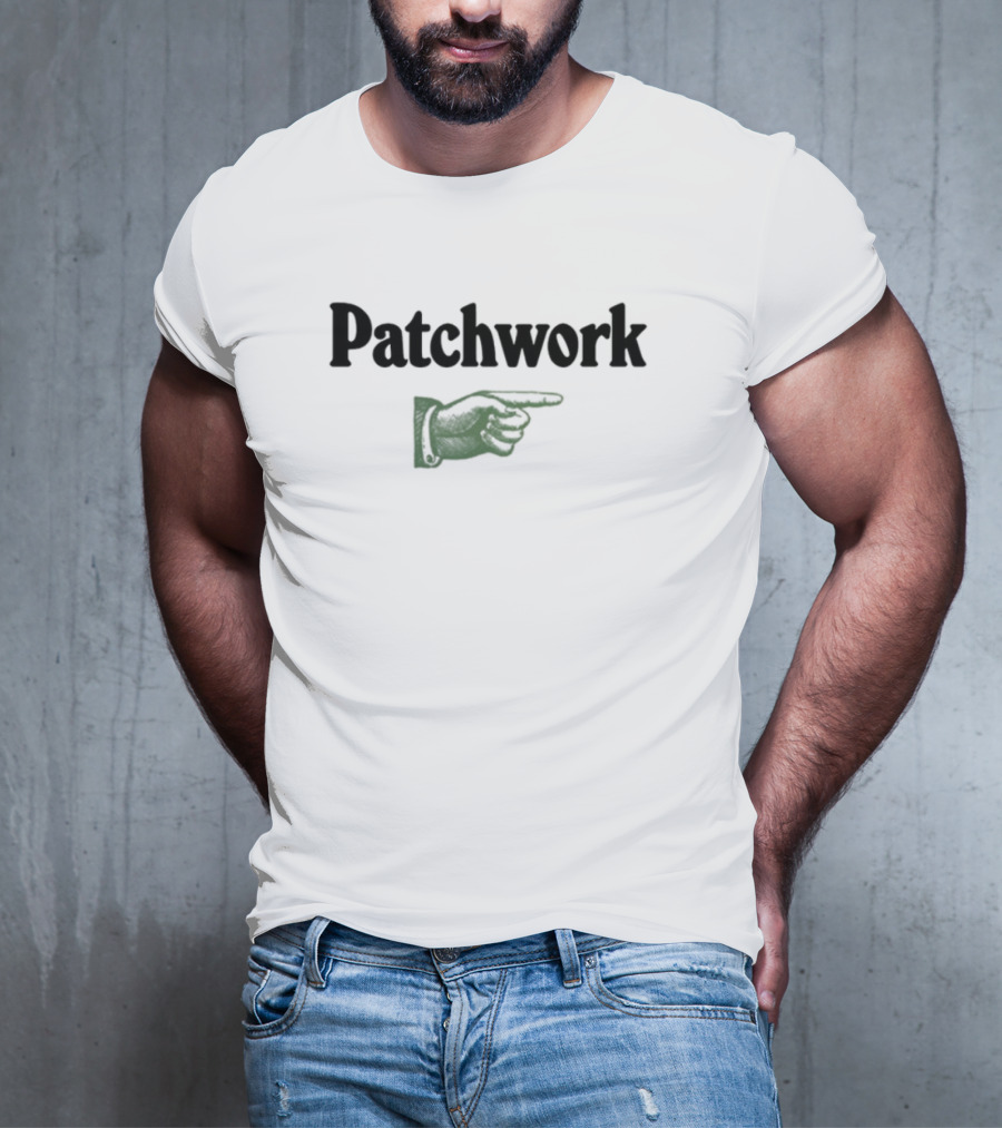 "Pulp Patchwork Pointing Hand Ecru" T-Shirt
