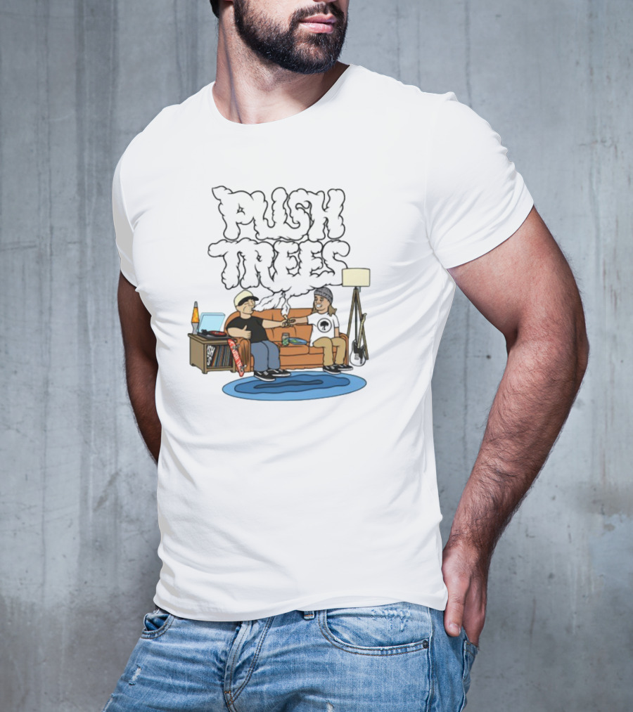 Push Trees Smoking Vibes Puff Puff Pass Couch Session Retro Lamp Lava Skate Record Guitar T-Shirt