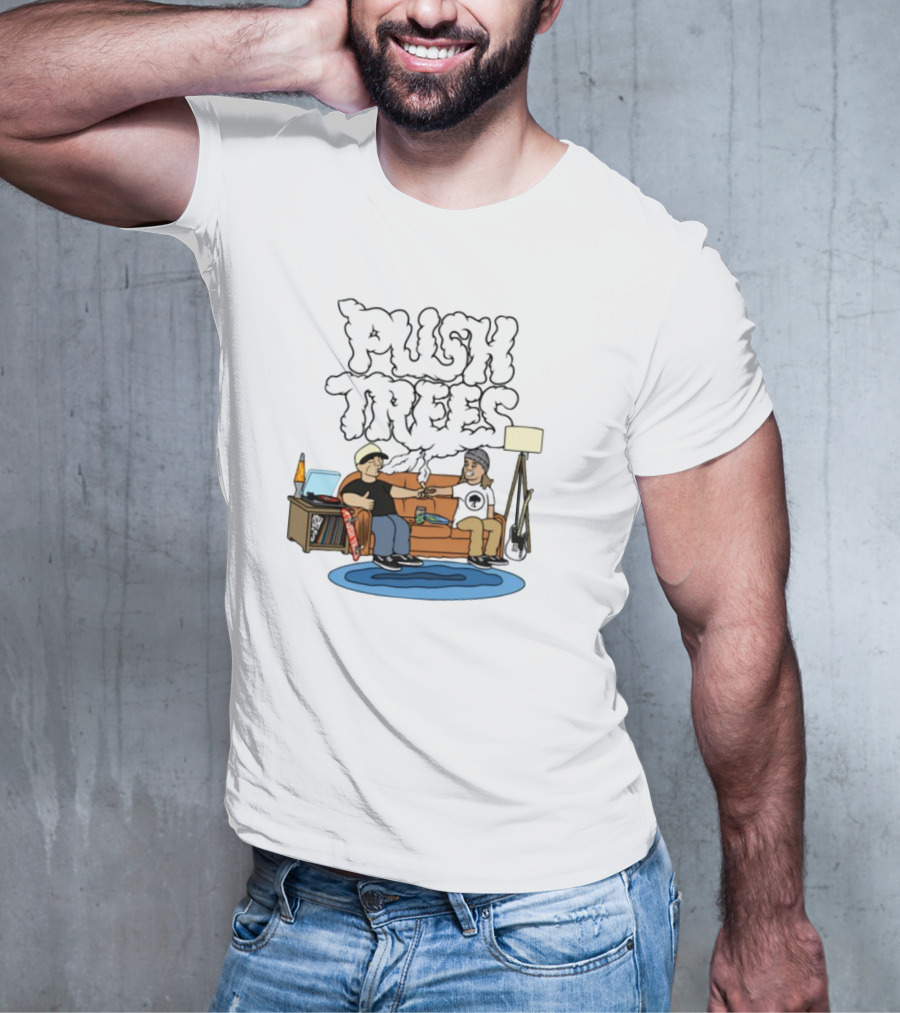 Push Trees Smoking Vibes Puff Puff Pass Couch Session Retro Lamp Lava Skate Record Guitar T-Shirt