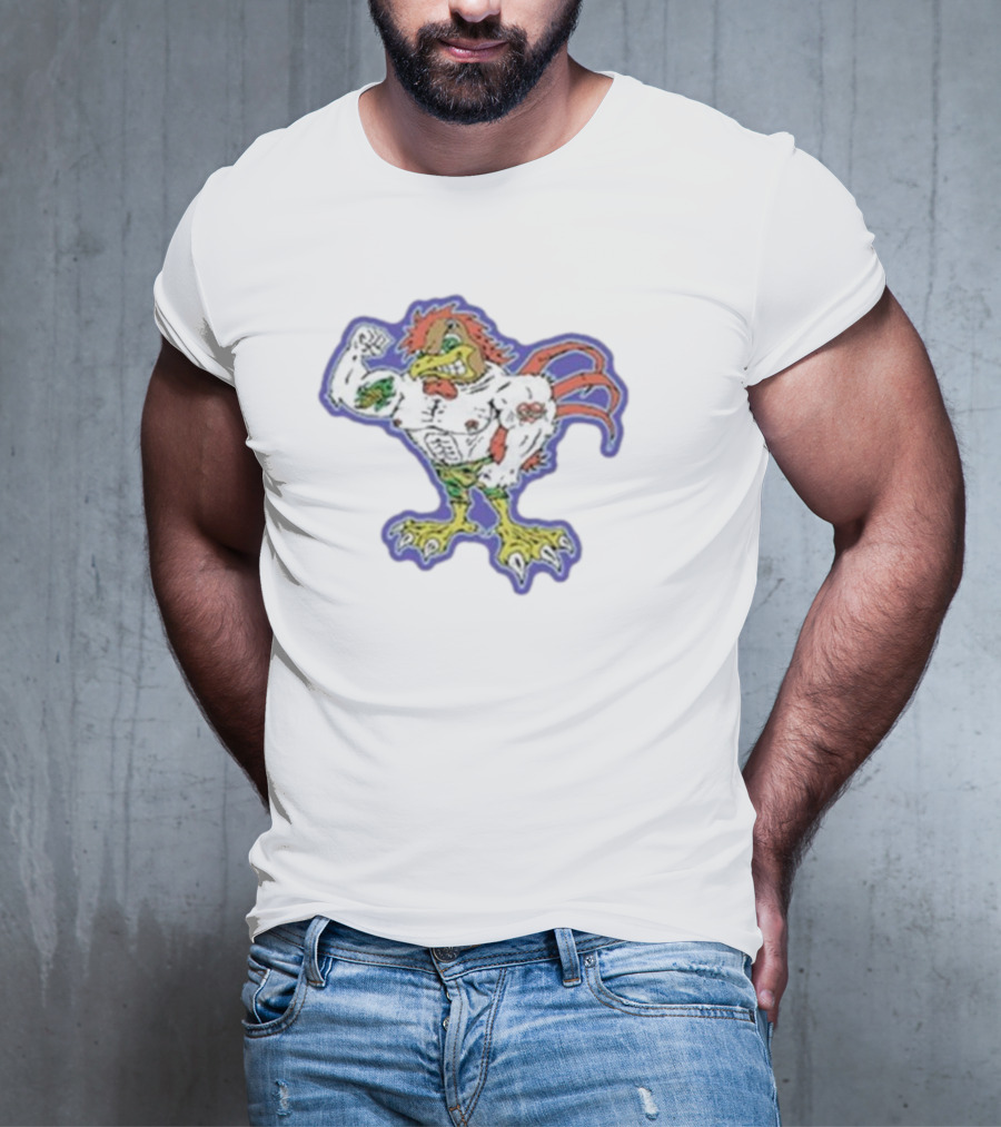 SGT Buff Chicken Flexing Muscles Cartoon T-Shirt