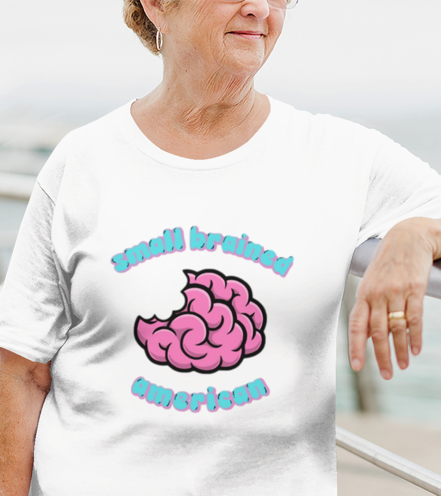 Small Brained American Pink Brain Illustration T-Shirt