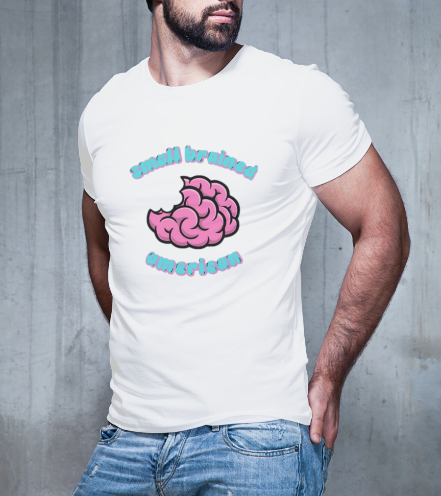 Small Brained American Pink Brain Illustration T-Shirt