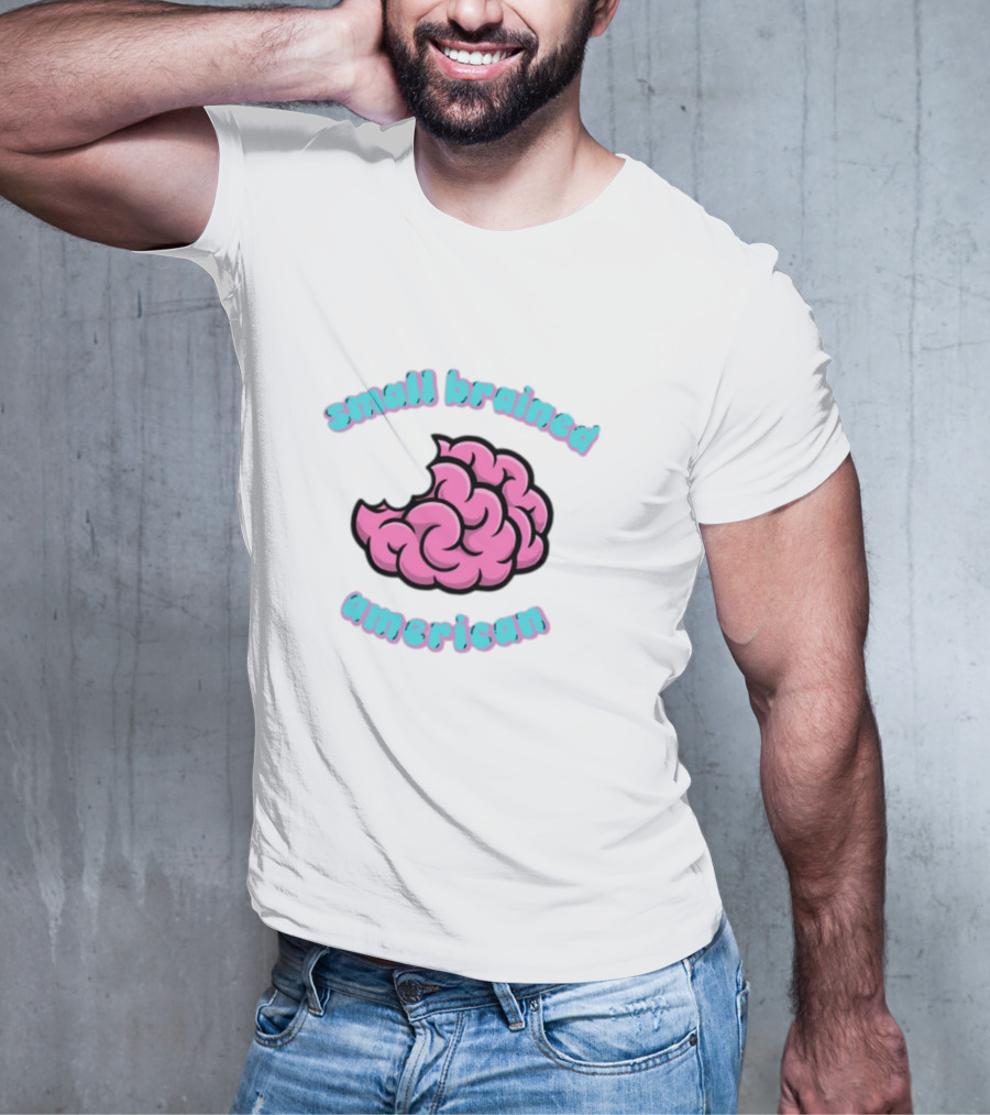 Small Brained American Pink Brain Illustration T-Shirt