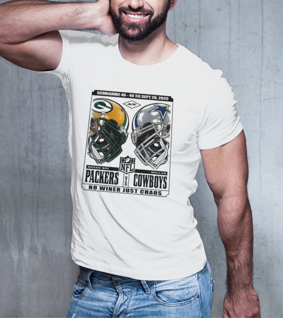 Scorigami 40-40 Green Bay Packers Vs Dallas Cowboys No Winner Chaos Sept 28 2025 NFL T-Shirt