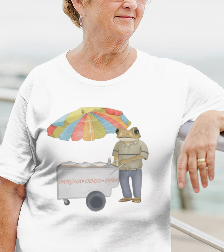 Parcha Coco Piña Frog Vendor With Colorful Umbrella T-Shirt