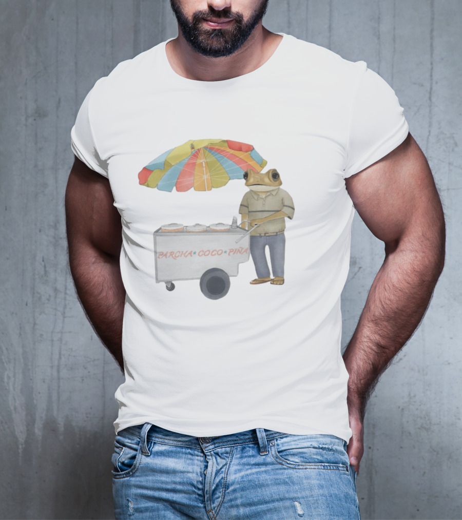 Parcha Coco Piña Frog Vendor With Colorful Umbrella T-Shirt