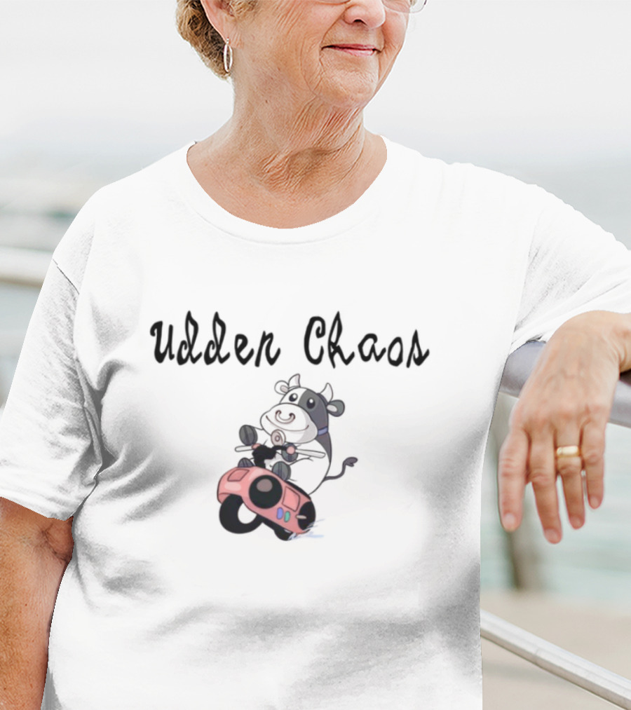 Udder Chaos Cow On Motorbike Adventure T-Shirt