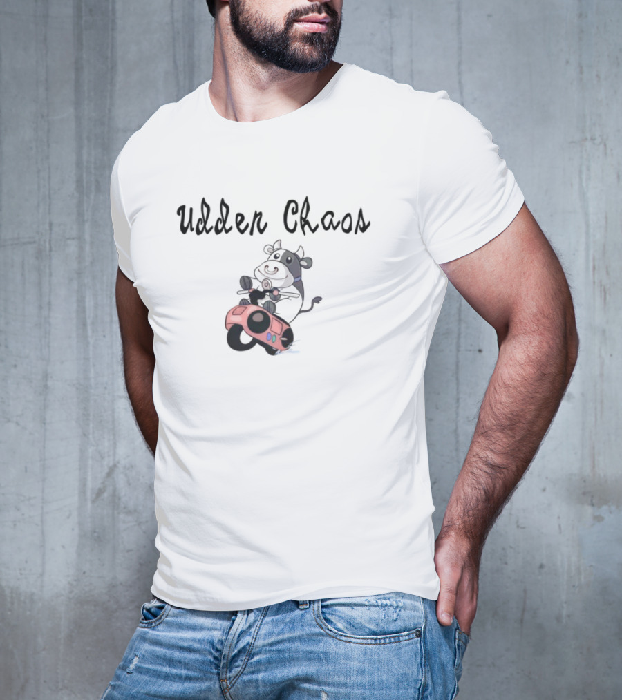 Udder Chaos Cow On Motorbike Adventure T-Shirt