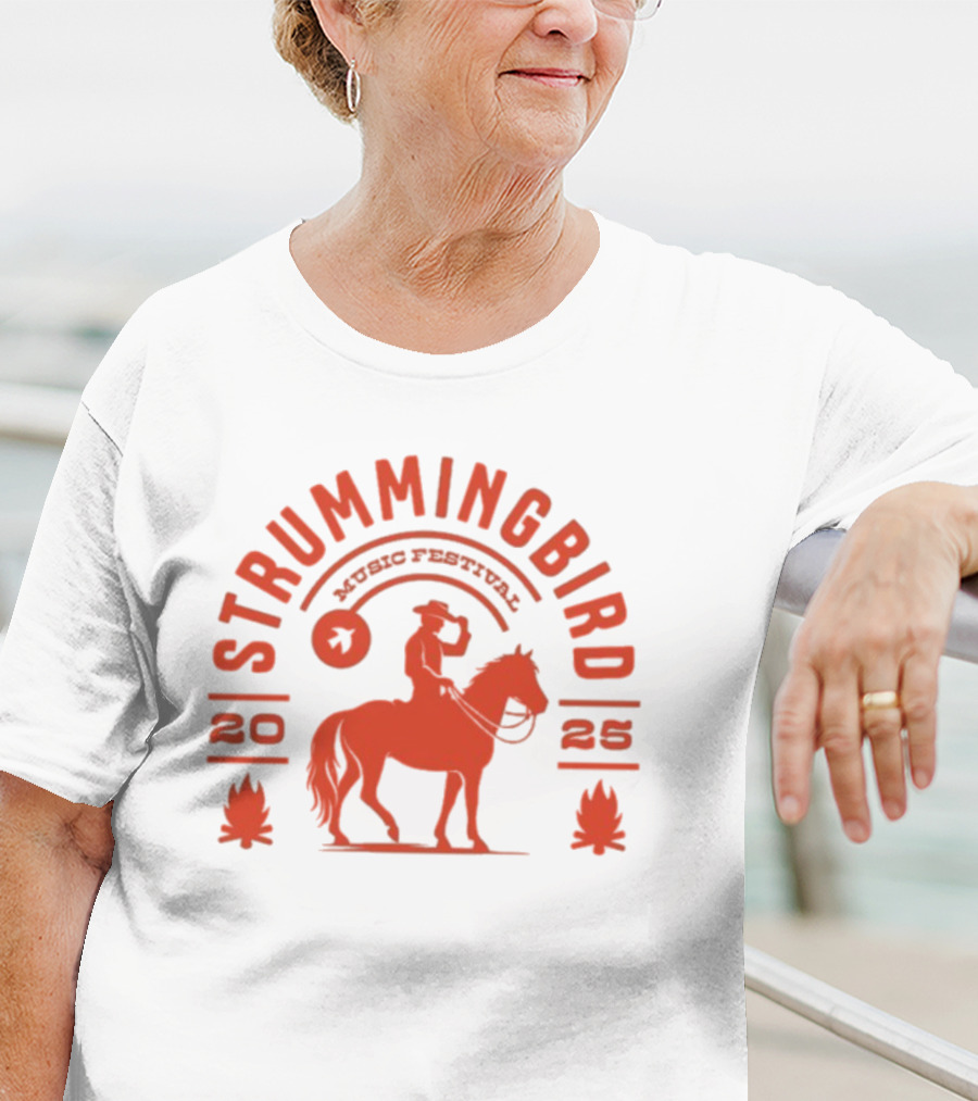 Strummingbird Music Festival 2025 Cowboy Riding Horse Icon T-Shirt