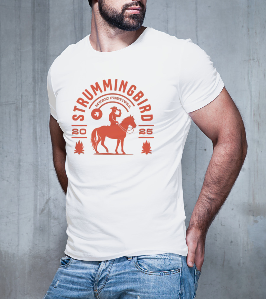 Strummingbird Music Festival 2025 Cowboy Riding Horse Icon T-Shirt
