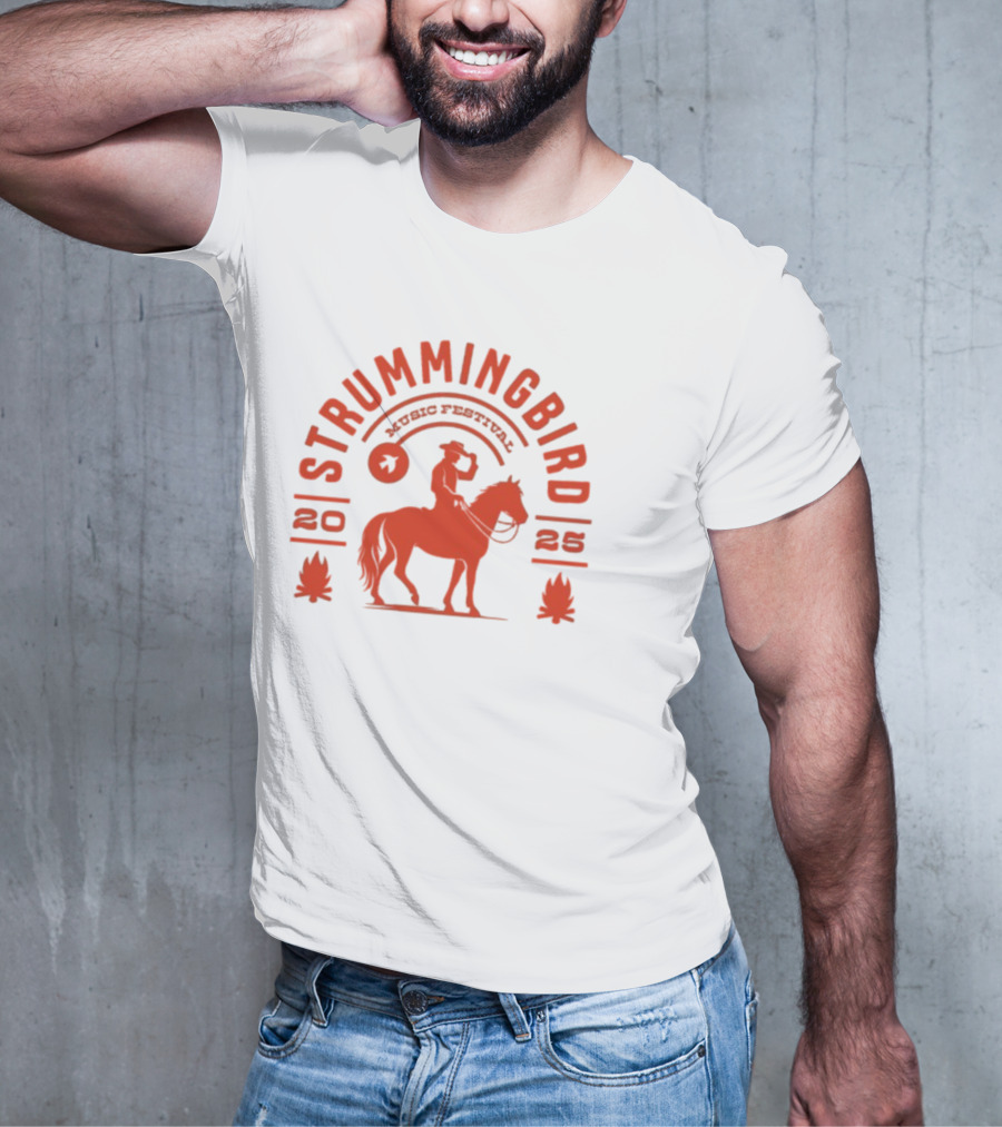 Strummingbird Music Festival 2025 Cowboy Riding Horse Icon T-Shirt