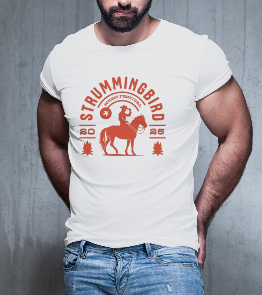 Strummingbird Music Festival 2025 Cowboy Riding Horse Icon T-Shirt