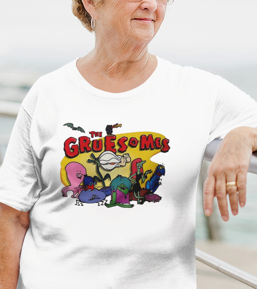 The Gruesomes Cartoon Characters With Bat And Vulture T-Shirt