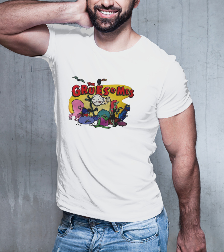 The Gruesomes Cartoon Characters With Bat And Vulture T-Shirt