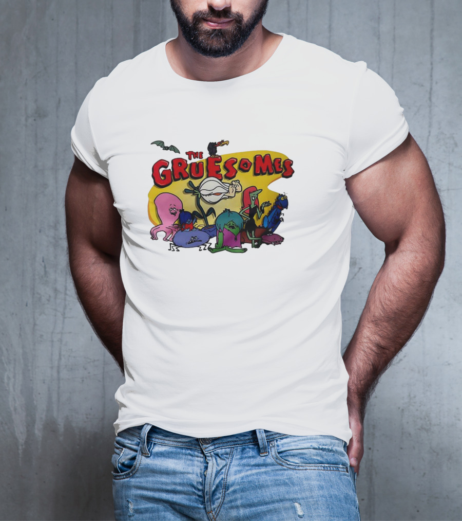 The Gruesomes Cartoon Characters With Bat And Vulture T-Shirt