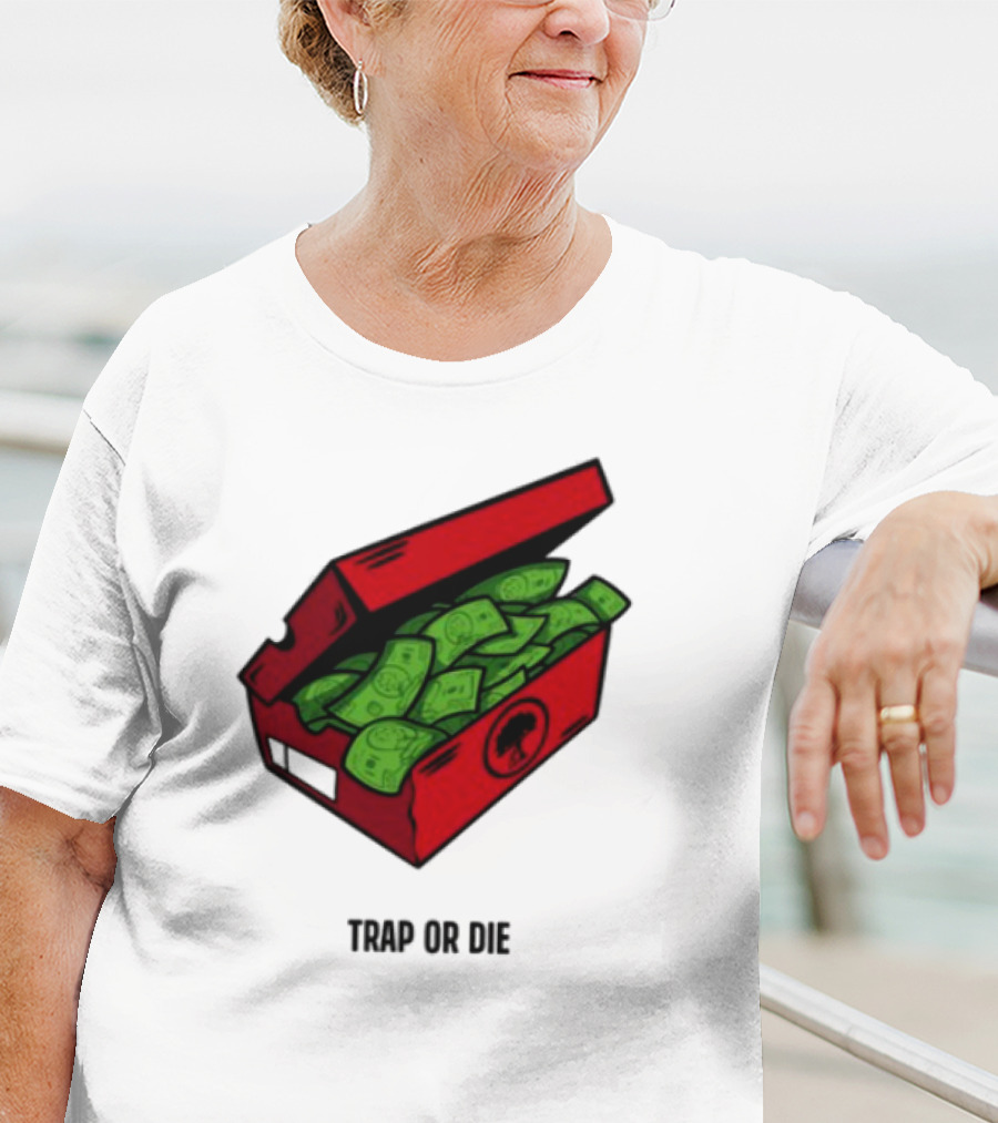 Trap Or Die Shoe Box Money Cash Stack T-Shirt