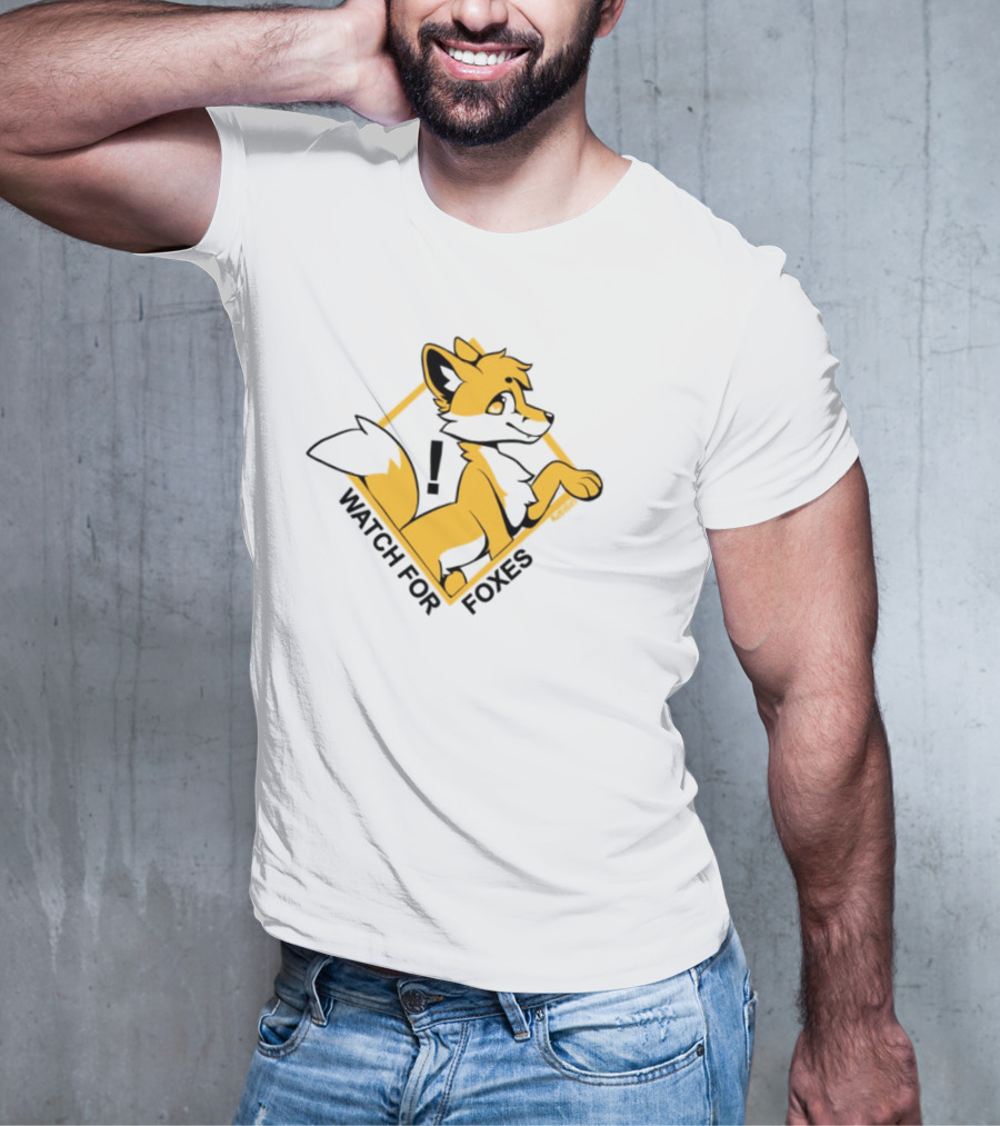 FOR FOXES YELLOW AND BLACK FOX ILLUSTRATION T-Shirt
