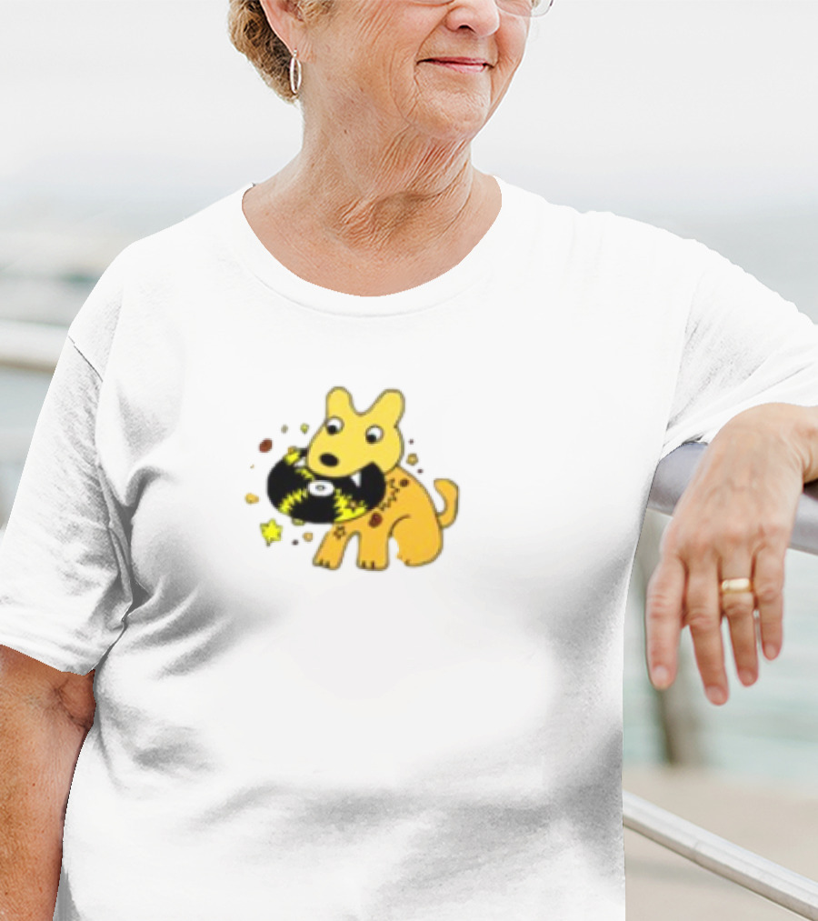 Yellow Jasper Dog With Cosmic Black Cat T-Shirt