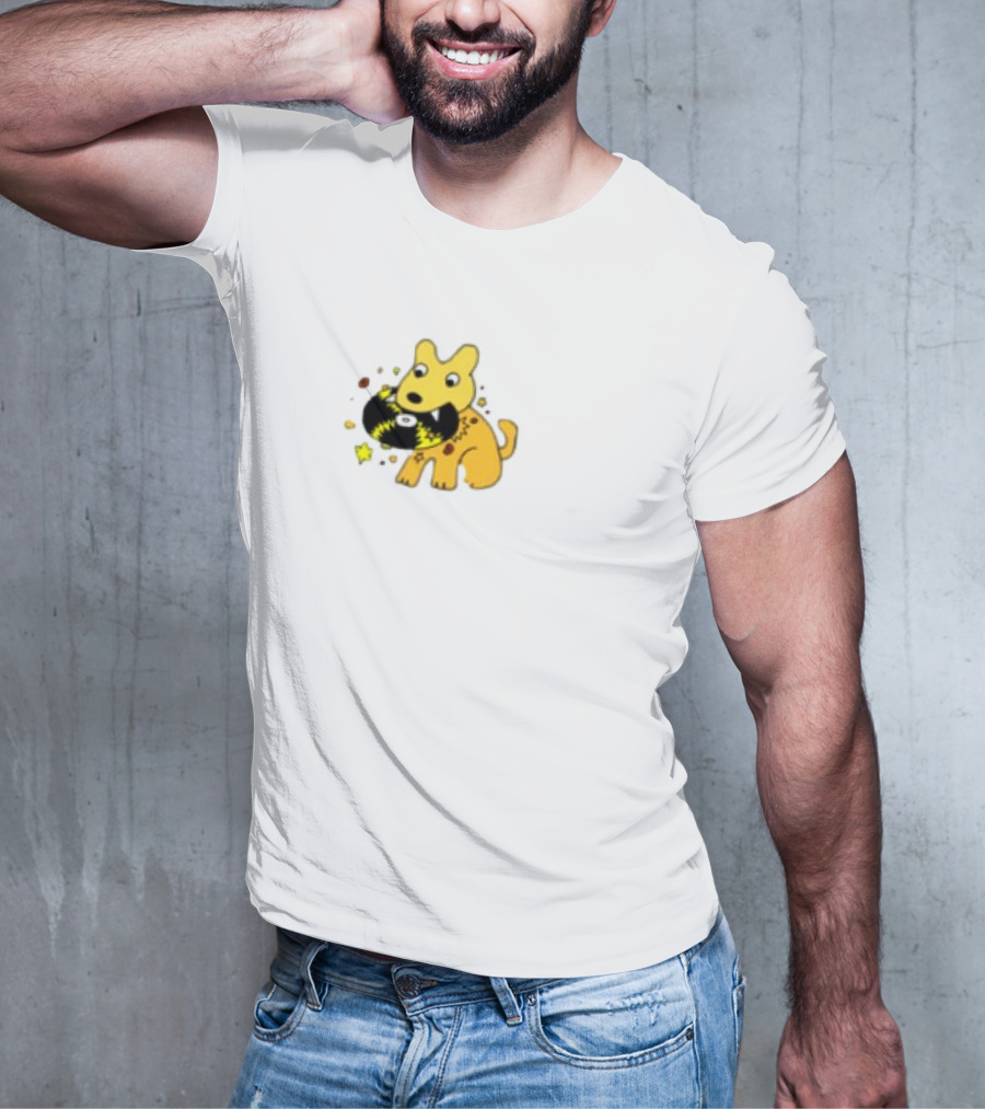 Yellow Jasper Dog With Cosmic Black Cat T-Shirt