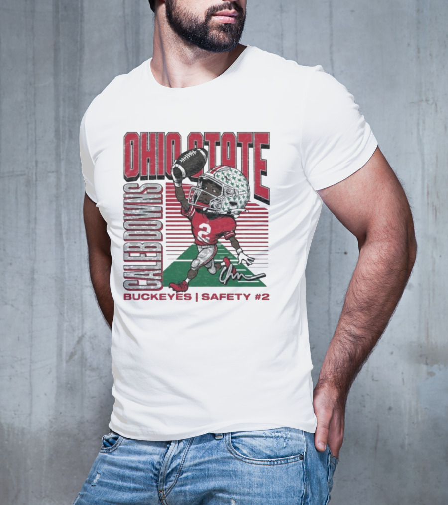 Ohio State Caleb Downs Buckeyes Safety Caricature #2 T-Shirt