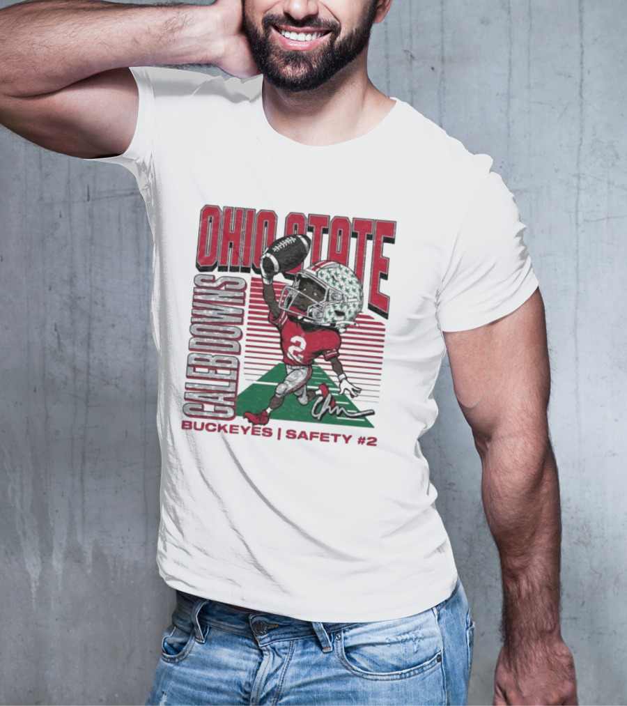 Ohio State Caleb Downs Buckeyes Safety Caricature #2 T-Shirt