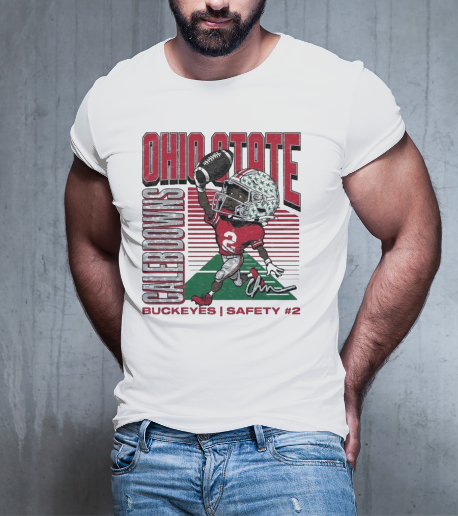 Ohio State Caleb Downs Buckeyes Safety Caricature #2 T-Shirt