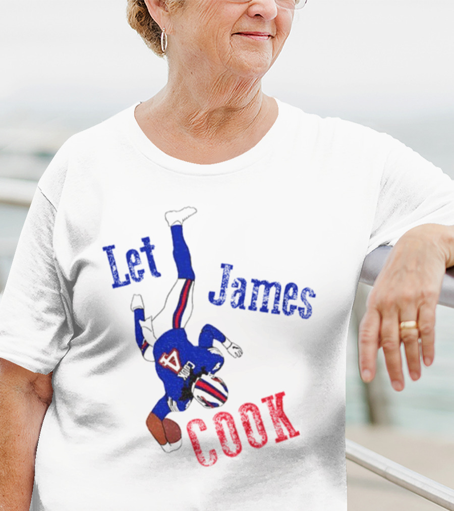 Let James Cook Football Player Red Blue Text T-Shirt