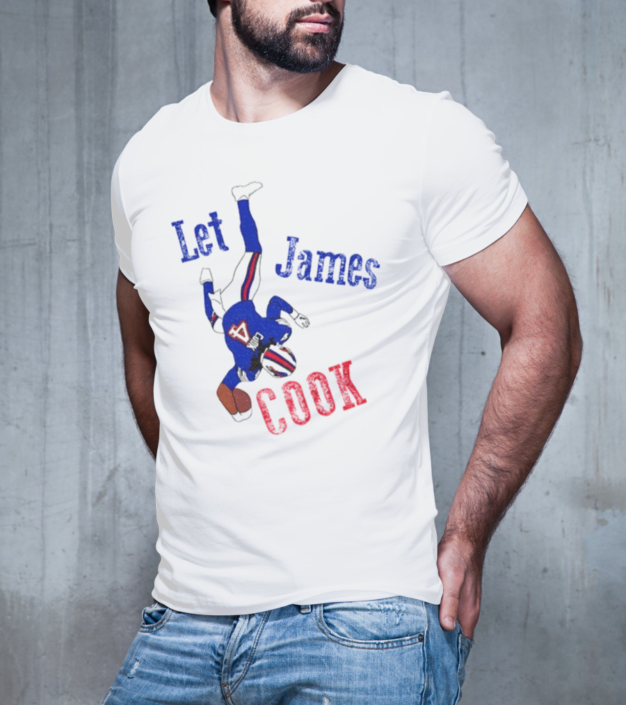 Let James Cook Football Player Red Blue Text T-Shirt